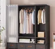 Wardrobe Nzuri ya Metali Imara - Nyeusi & Nyeupe Cream - 1
