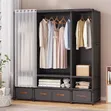 Wardrobe Nzuri ya Metali Imara - Nyeusi & Nyeupe Cream - 2