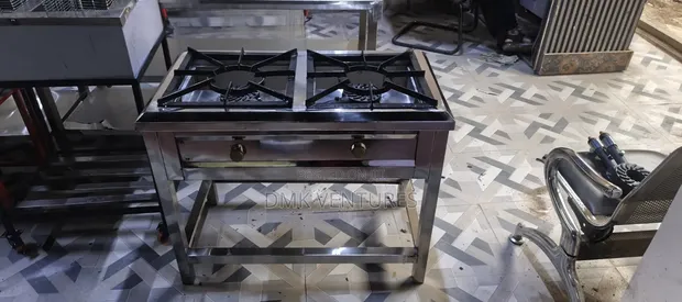 Commercial Double Burner Gas Cooker - Stainless Steel - 1