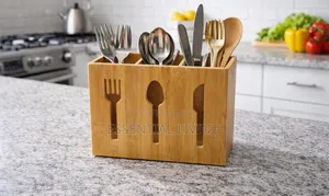 Bamboo Cutlery Holder Utensil Organizer Stand