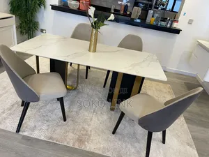 Imported Rectangular Dining Set with Marble Top (4 Chairs)