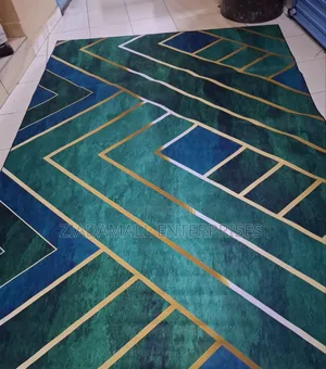 Carpet ya Kifahari ya 5x8 Gold & Black Tropical Leaf 3D HD
