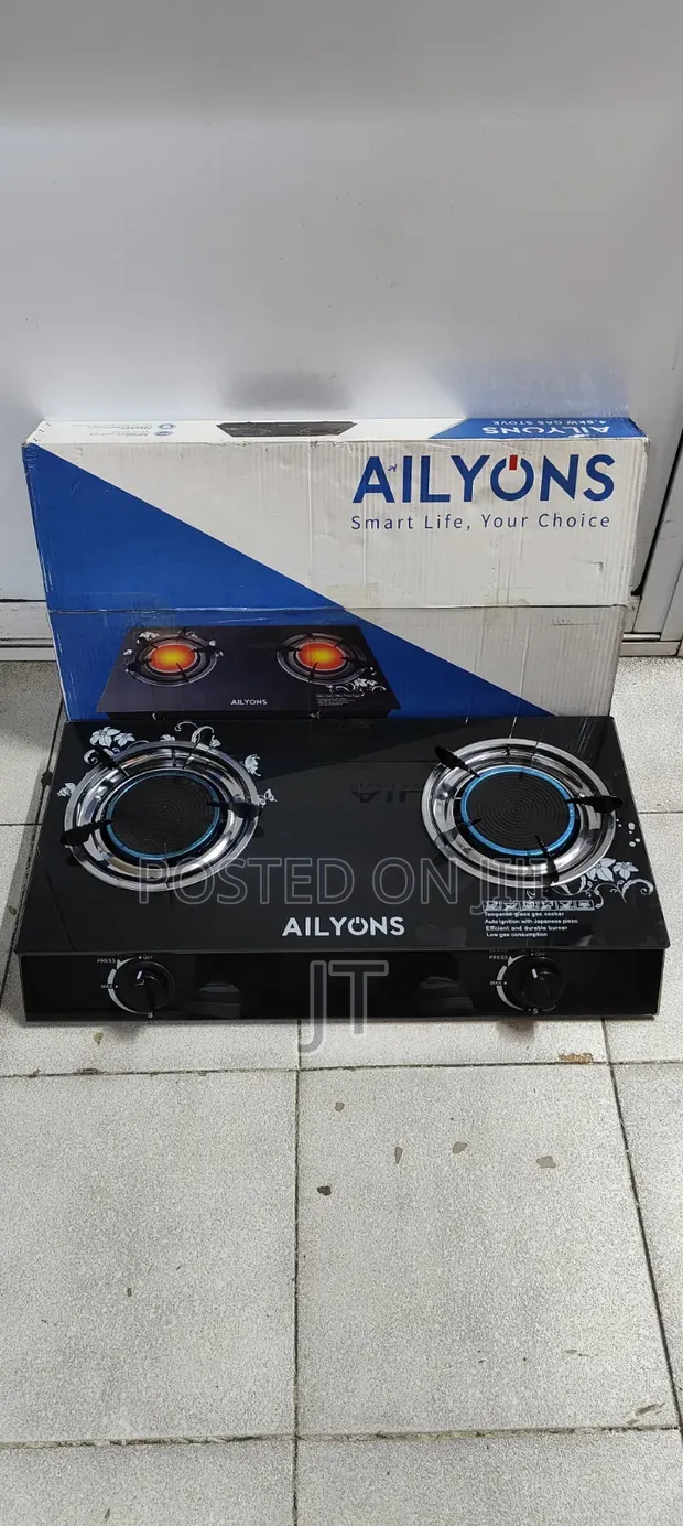 Ailyons 2 Burner Glass Top Gas Cooker - 1