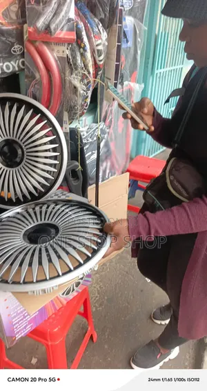 14" Silver Black Wheel Caps - High-End Alloy Look