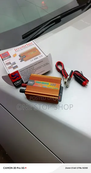300W Power Inverter na Battery Clips & Cigarette Lighter Plug