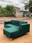 5-Seater Corner Sofa (Green Velvet) - 1