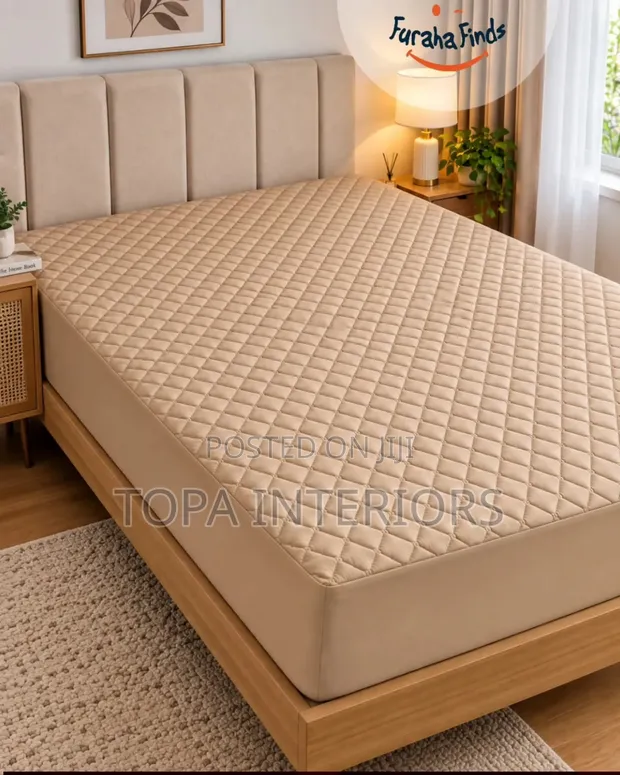 Beige Quilted Waterproof Mattress Protector - 1