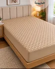 Beige Quilted Waterproof Mattress Protector - 1