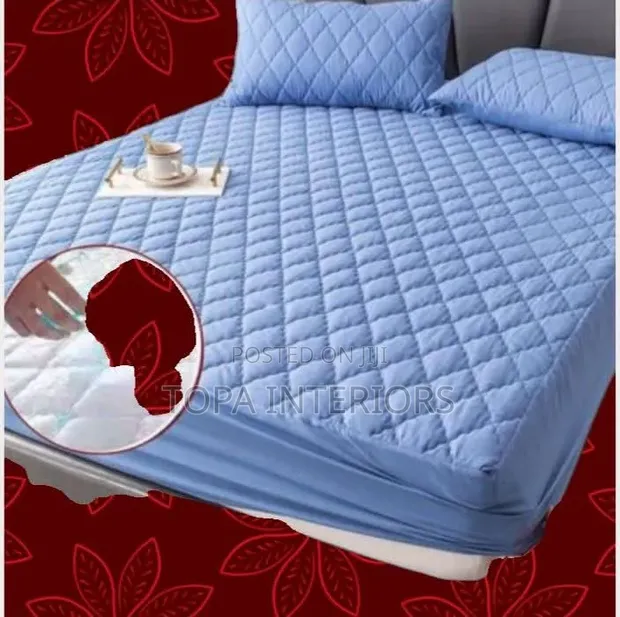 Sky Blue Fitted Waterproof Mattress Protector Covers - 1