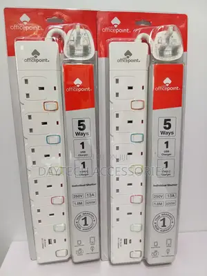 Officepoint 5-Way Extension Socket with USB Ports