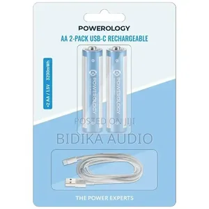 Powerology AA 2-Pack USB-C Rechargeable Batteries