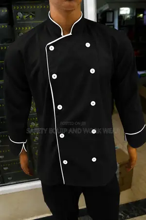 Ribbon ya Jacket ya Mpishi Mtaalamu - Nyeusi