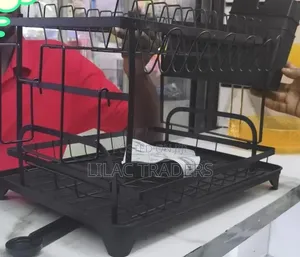 Quality Carbon 2-Tier Dish Rack - Black
