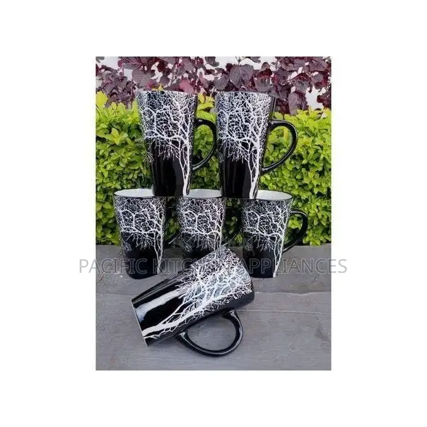 6-Piece Black Ceramic Mug Set - 1