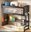 Over Sink Dish Rack with Acrylic Cover - 1
