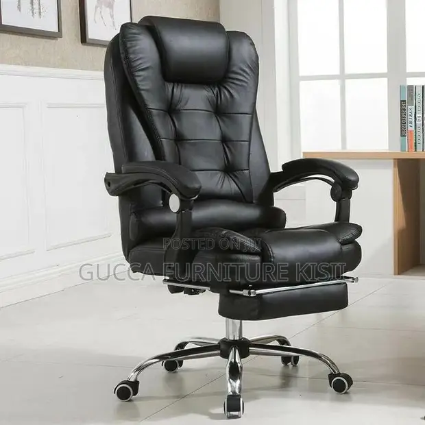 Brand New Leather Office Chair with Footrest - 1