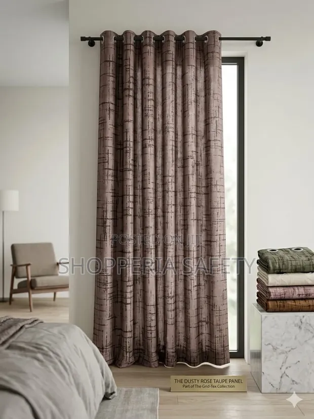 Grid Styled Curtains with Sheers - 1