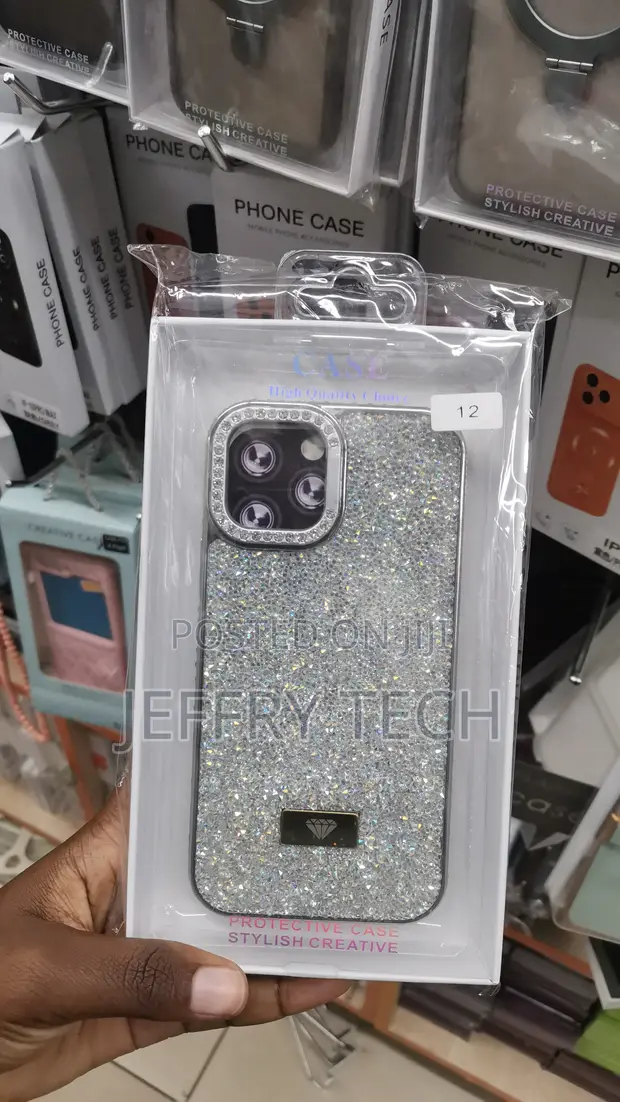 Kifaa cha Kinga cha Rhinestone cha Fedha kwa iPhone 12 - 1