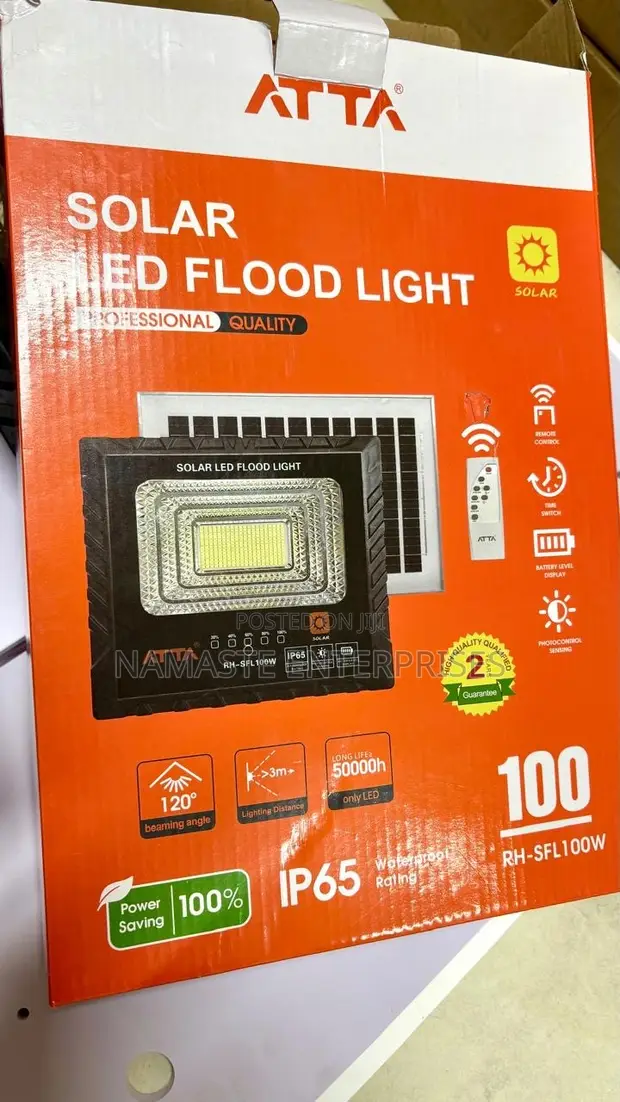100W Solar LED Flood Light - Waterproof Outdoor Security Light - 1