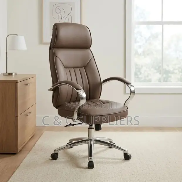 Executive Brown Leather Boss Chair - 1