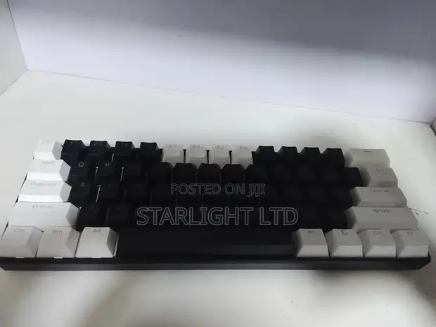 Compact Custom Mechanical Keyboard with Tuxedo Keycaps - 1