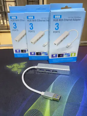 3-Port USB Hub na Ethernet Adapter