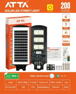 Solar LED Street Light 200W with Solar Panel & Remote