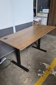 Brown Top Electric Standing Desk with Black Frame - 1
