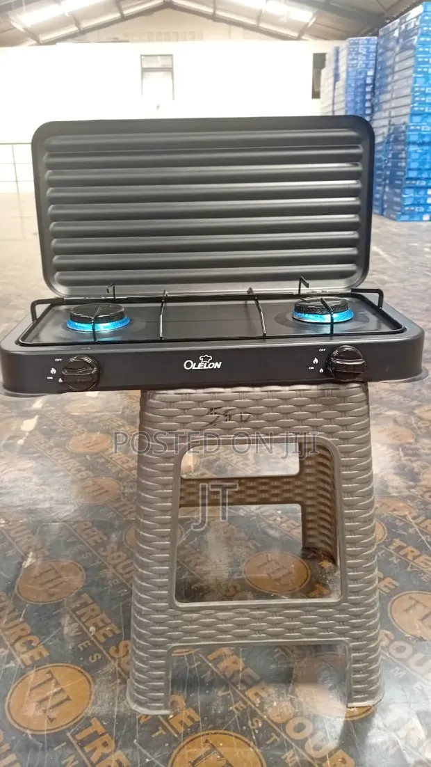 Olelon 2 Burner Gas Stove Cooker with Cover Lid - 1