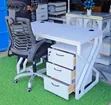 Executive White Office Desk with Headrest Chair - 1