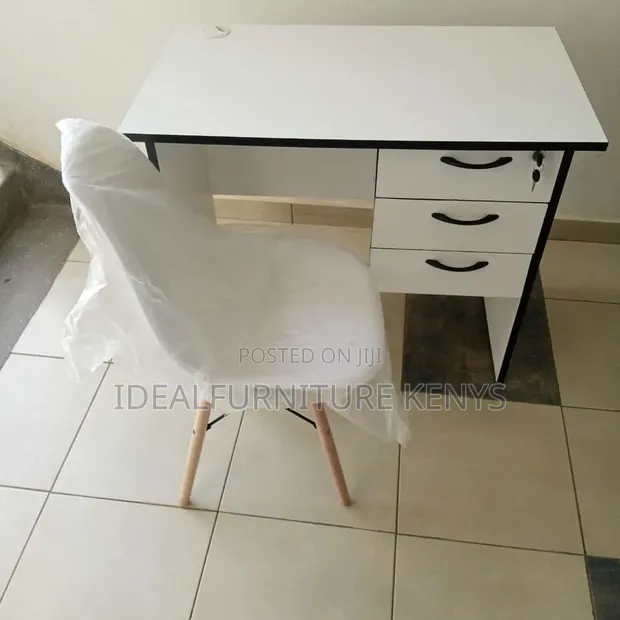 All White Desk and Chair - 1