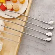 6pcs Stainless Steel Straw Spoon + Brush Set - 1