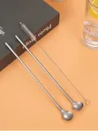 6pcs Stainless Steel Straw Spoon + Brush Set - 2