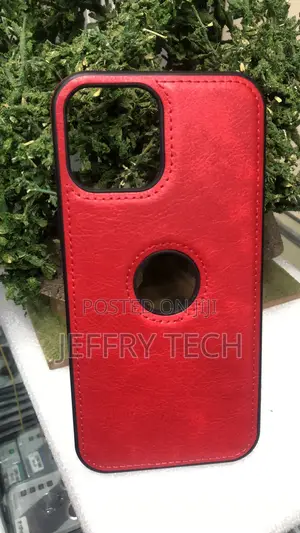 Red Business-Style Leather Protective Back Cover for iPhone 13