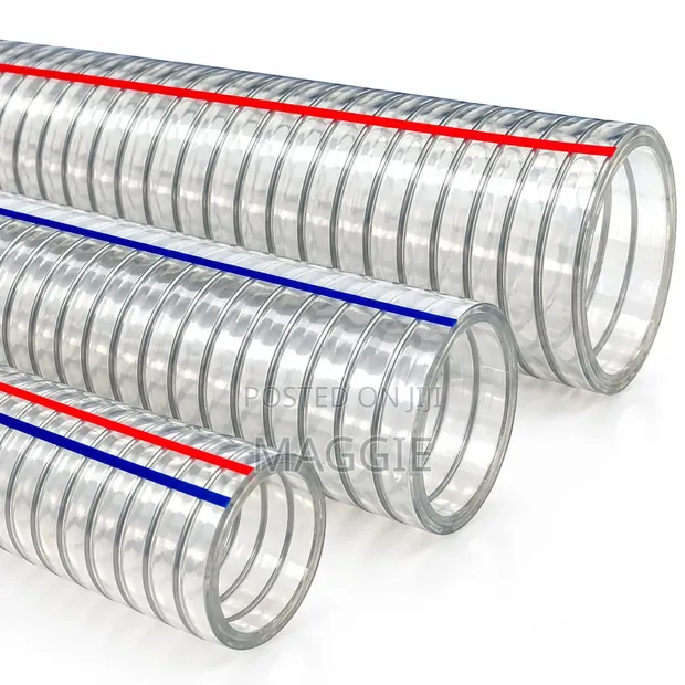 30m Roll 1.5" Clear Wired Suction Hose - 1