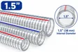 30m Roll 1.5" Clear Wired Suction Hose - 2