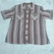 XXL Vintage Short-Sleeve Blouse yenye Michirizi - 1