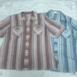 XXL Vintage Short-Sleeve Blouse yenye Michirizi - 3