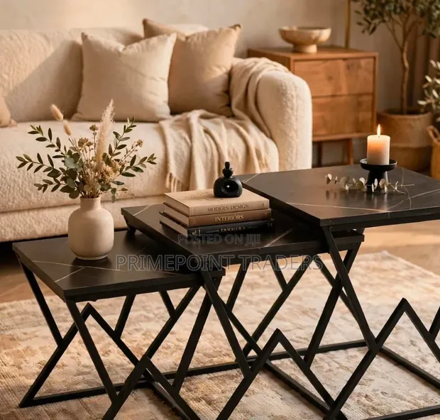 Modern 3-in-1 Executive Square Pure Marble Table - 1