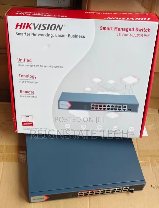 Hikvision Smart Managed 16-Port PoE Switch 10/100Mbps - 1