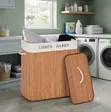 2-Section Collapsible Wooden Laundry Hamper - 1