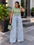 Fashion Nova Mummy Jeans - Light Blue - 2