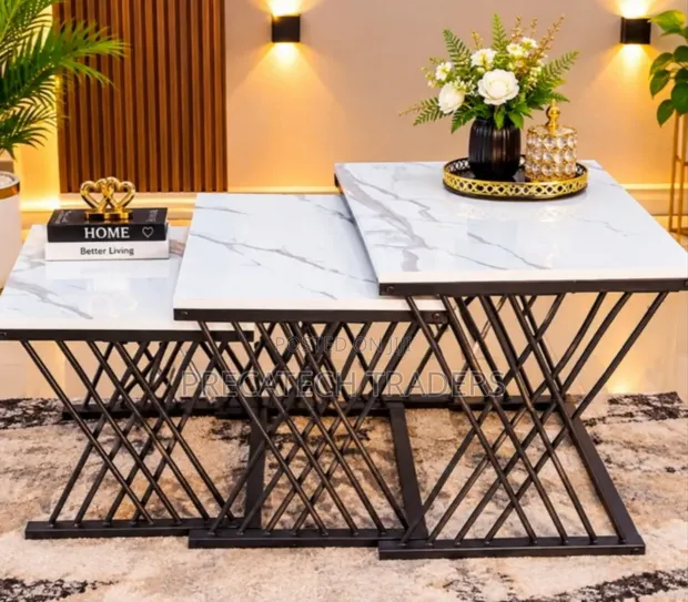 Stylish Nesting Coffee Tables - Marble Top - 1