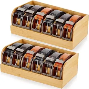 Premium 6-Slot Bamboo Belt Organizer