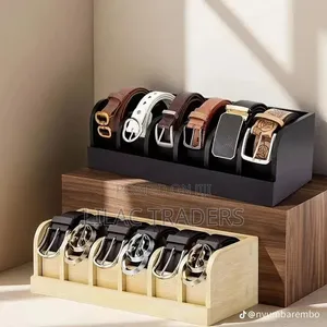 Premium Bamboo Belt Organizer - 6 Slots