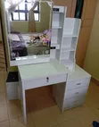 Sliding Mirror Dressing Table with Stool - White - 3