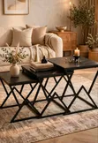 Elegant 3-Piece Nesting Coffee Tables - Black - 1