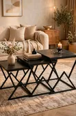 Elegant 3-Piece Nesting Coffee Tables - Black - 2