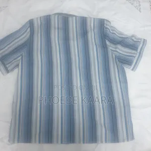 XXL Vintage Vertical Striped Short-Sleeve Blouse (Oversized)