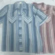 XXL Vintage Vertical Striped Short-Sleeve Blouse (Oversized) - 3